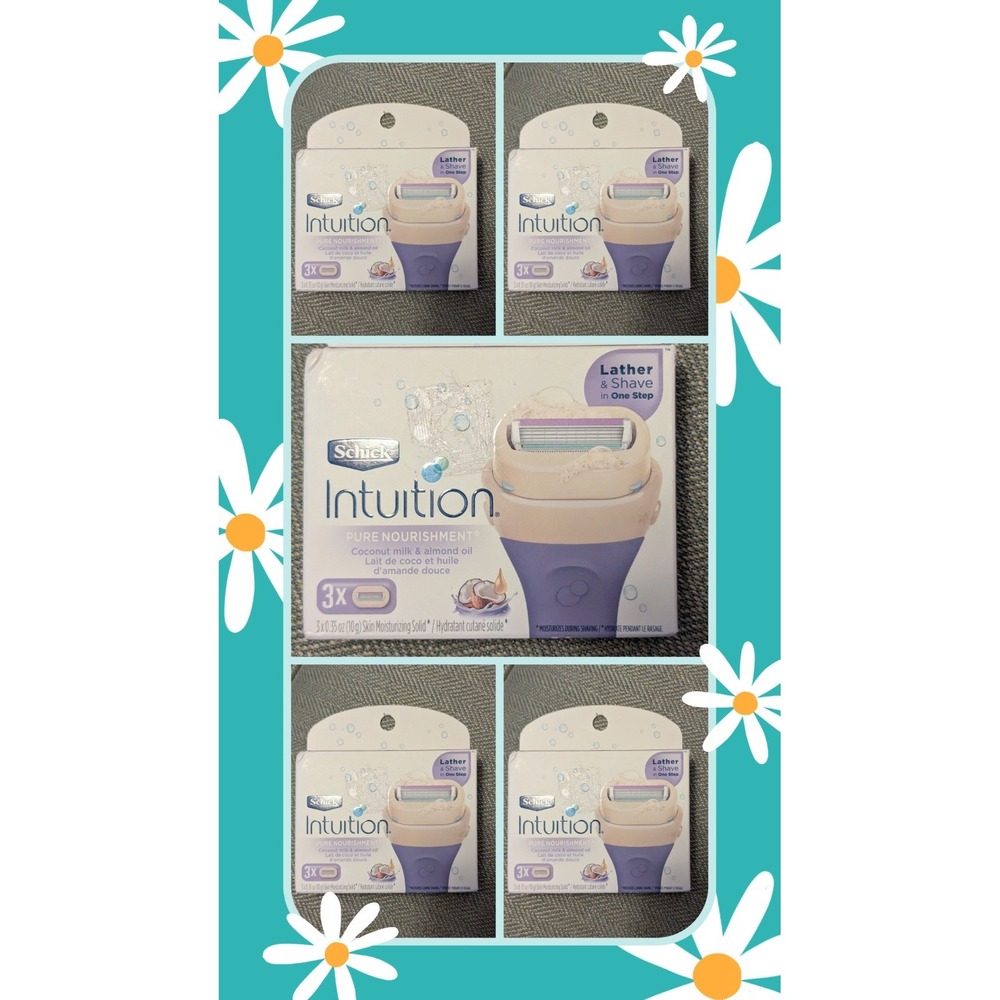 LOT OF 5 Schick Intuition Pure Nourishment Razor Refills 3 Count Coconut Almond